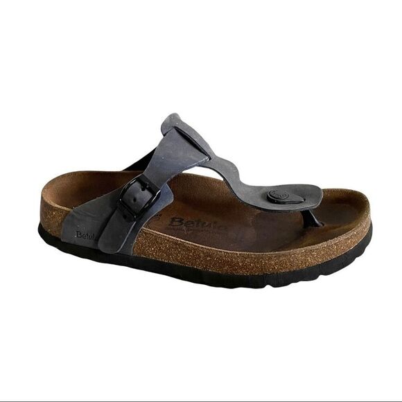 BIRKENSTOCK Betula Cork Gizeh Thong Orthopedic Sandals Grey 6 - Picture 4 of 11